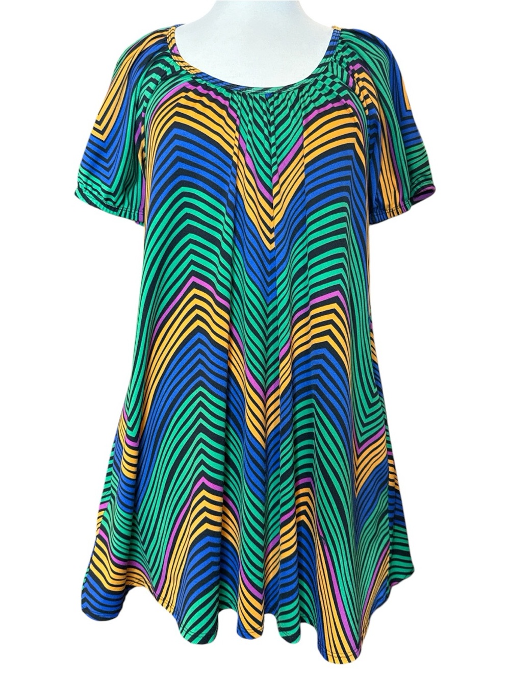 Vintage Rubber Ducky Productions Multicolor Chevron Geometric Mini Dress Tunic M